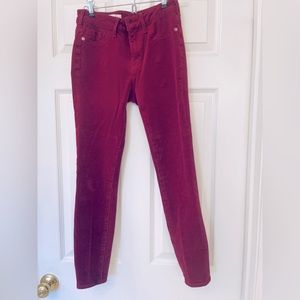 Pilcro and the Letterpress High-Rise Skinny pant in raspberry pink corduroy